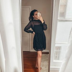 Black sheer Long sleeve baby doll dress